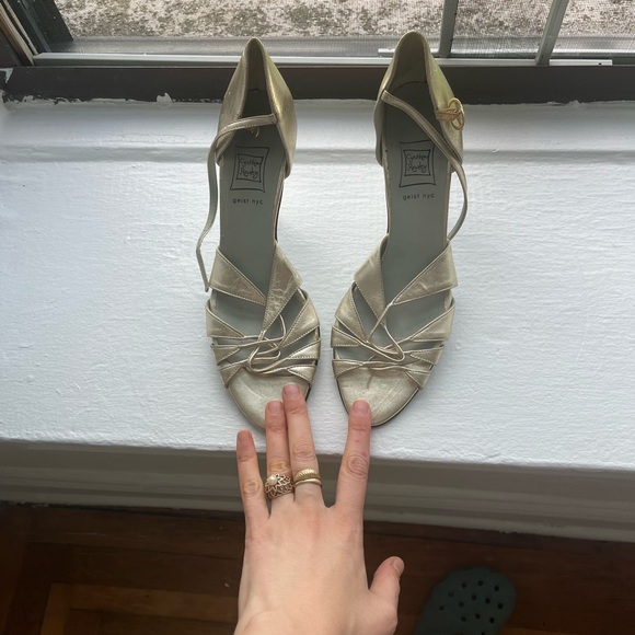 Cynthia Rowley Gold Strappy Hells - Picture 2 of 6